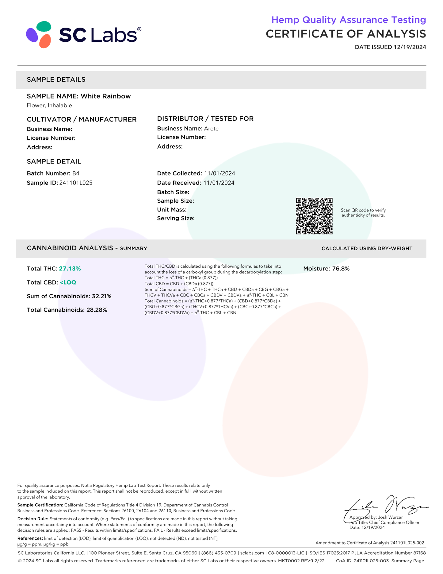 π White Rainbow OG 3.5g (Luxury Hybrid) | 30.6% Top-Shelf